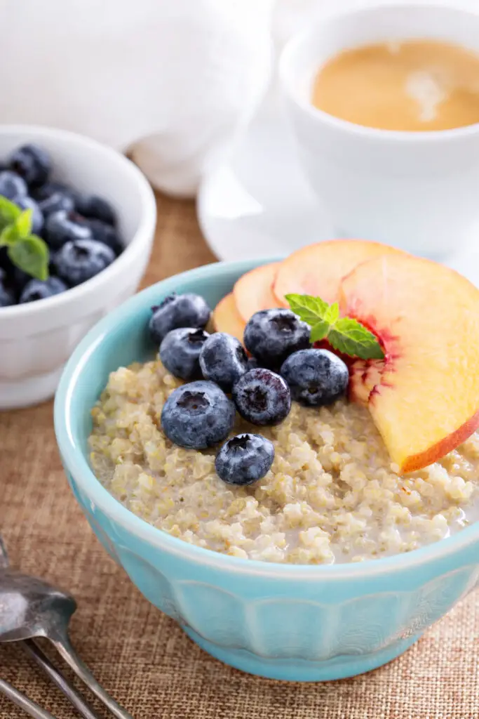Breakfast quinoa porridge with fresh fruits